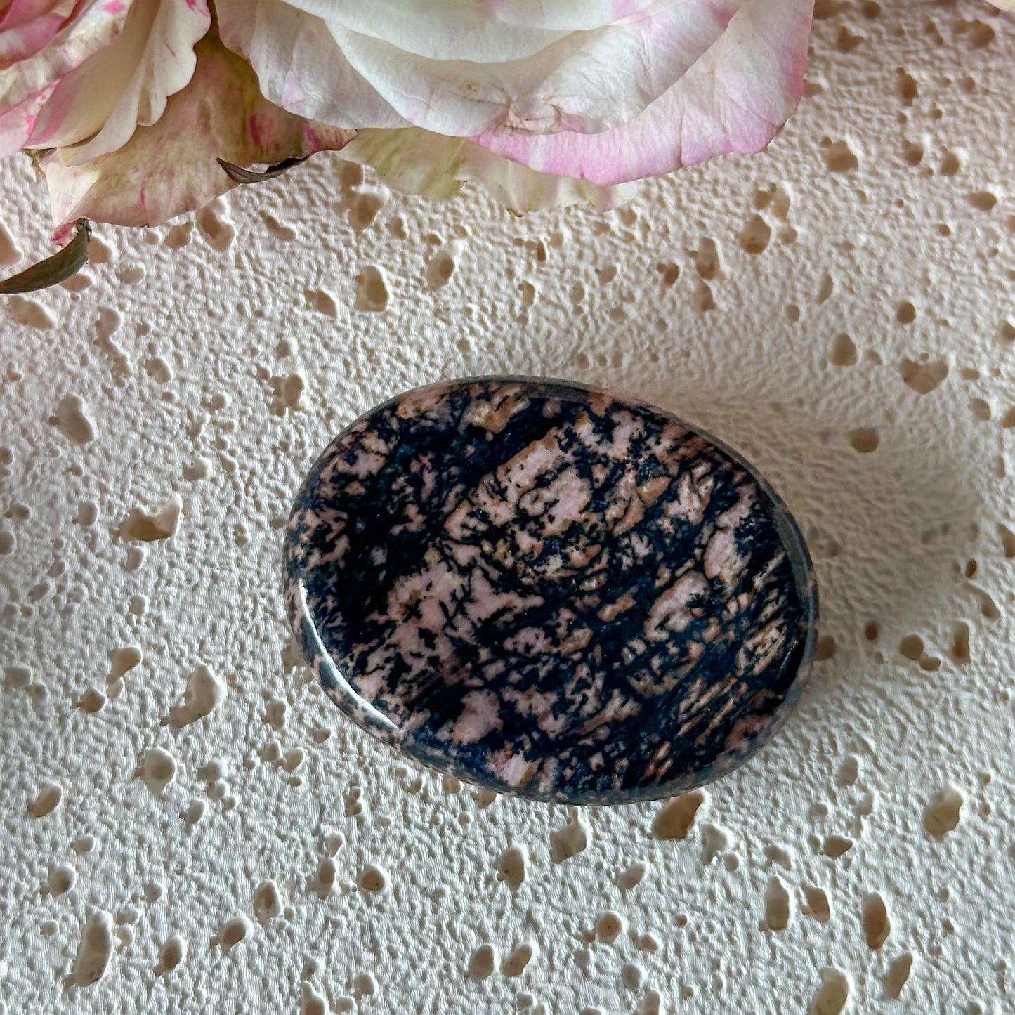 Rhodonite Worry Stone #973-Happily Zen