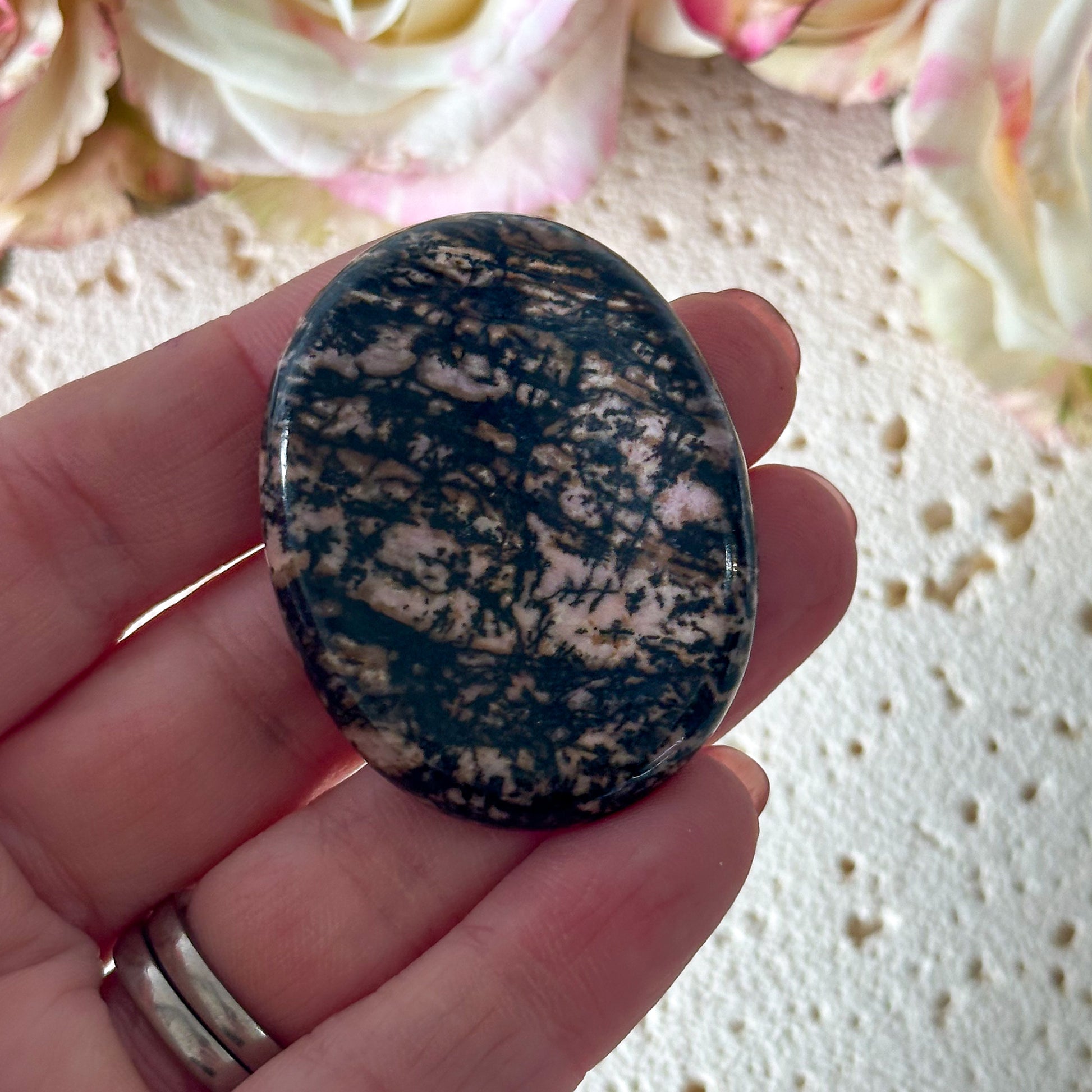 Rhodonite Worry Stone #973-Happily Zen