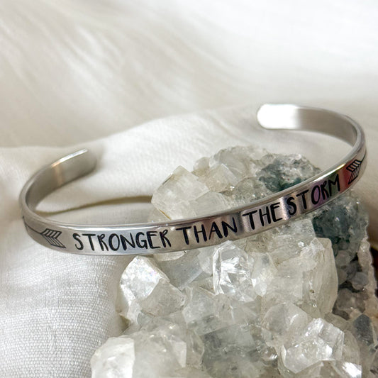 Stronger Than The Storm Bangle - Stainless Steel #1014-Happily Zen