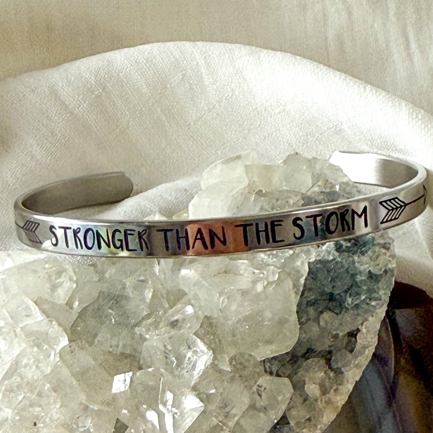 Stronger Than The Storm Bangle - Stainless Steel #1014-Happily Zen