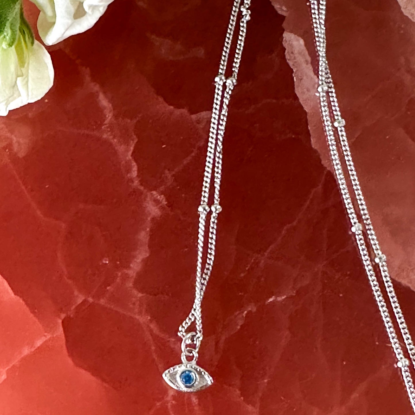 Evil Eye Necklace - Sterling Silver #1008-Happily Zen