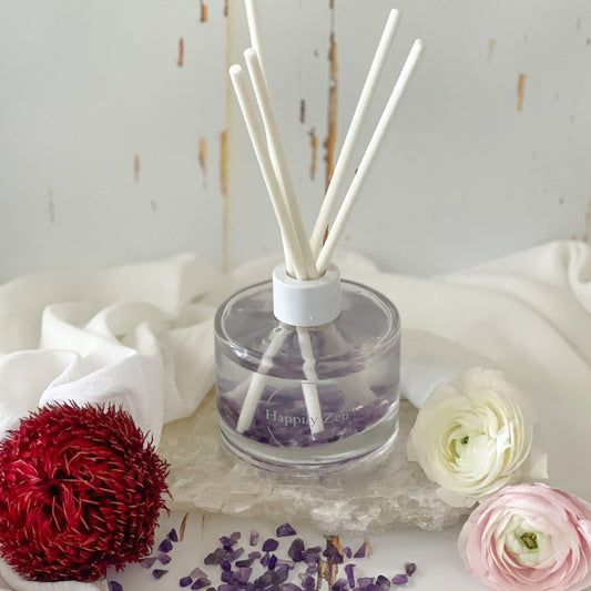 Amethyst and Clear Quartz Reed Diffuser-Happily Zen