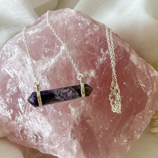 Amethyst Sterling Silver Necklace #711-Happily Zen