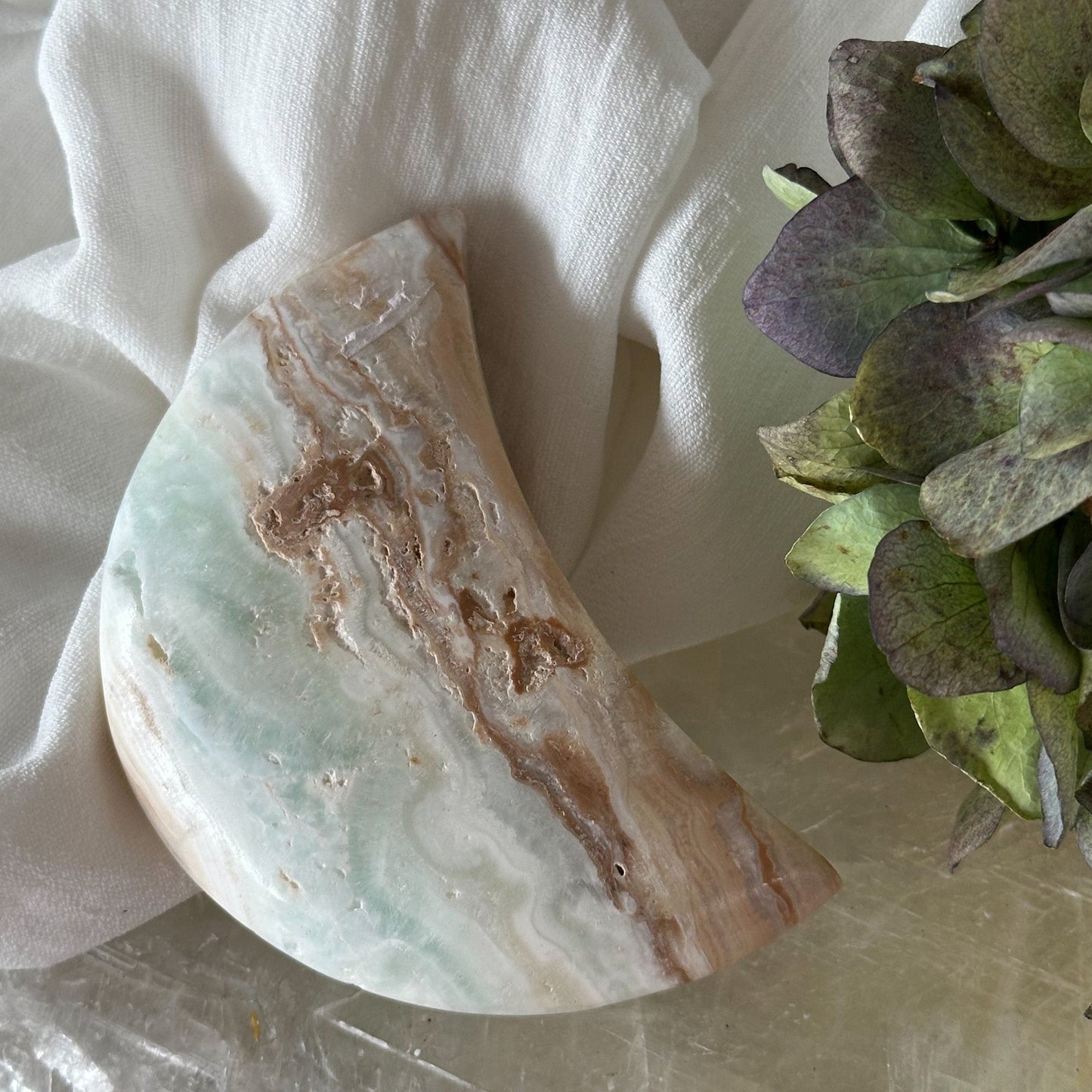 Caribbean Calcite Moon #867-Happily Zen