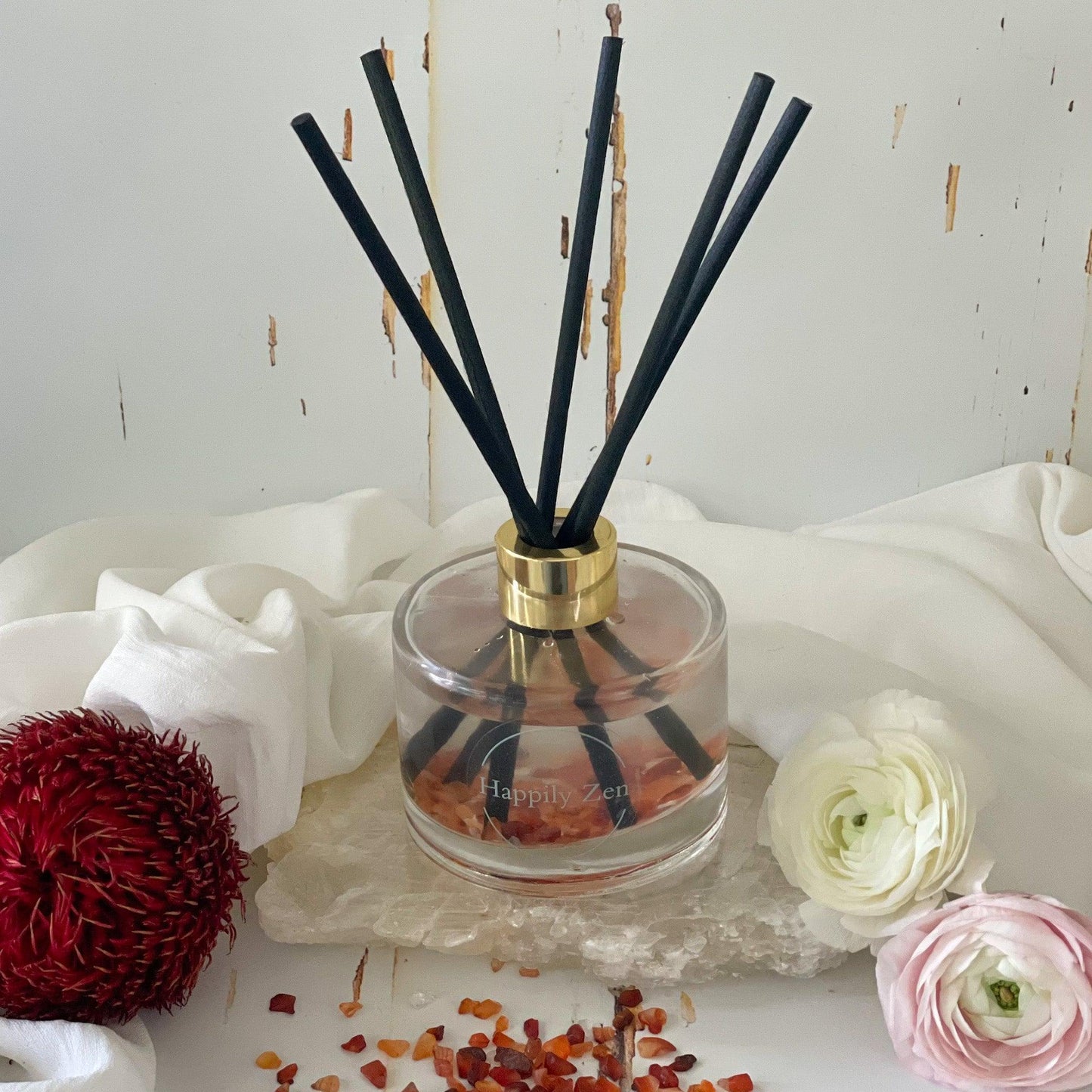 Carnelian and Clear Quartz Reed Diffuser-Happily Zen