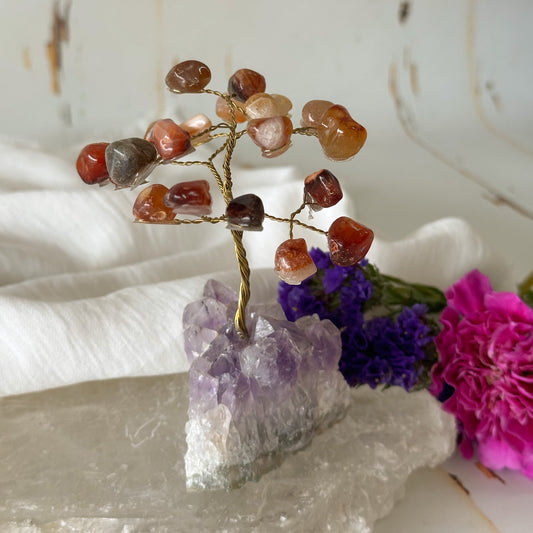 Carnelian Tree on Amethyst Base #751-Happily Zen