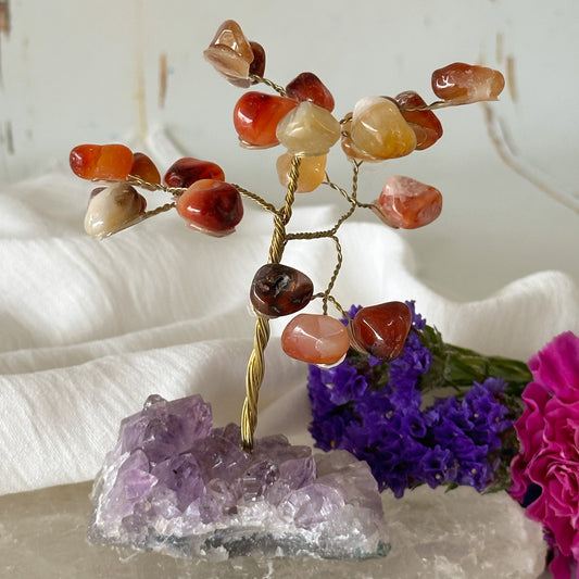 Carnelian Tree on Amethyst Base #752-Happily Zen