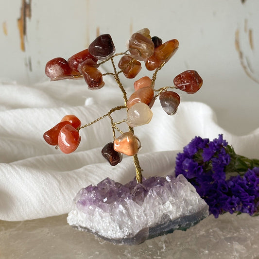 Carnelian Tree on Amethyst Base #753-Happily Zen