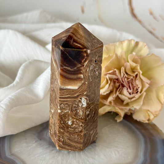 Chocolate Calcite Tower 782-Happily Zen