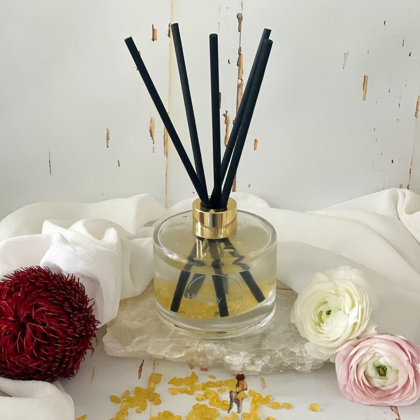 Citrine and Clear Quartz Reed Diffuser-Happily Zen