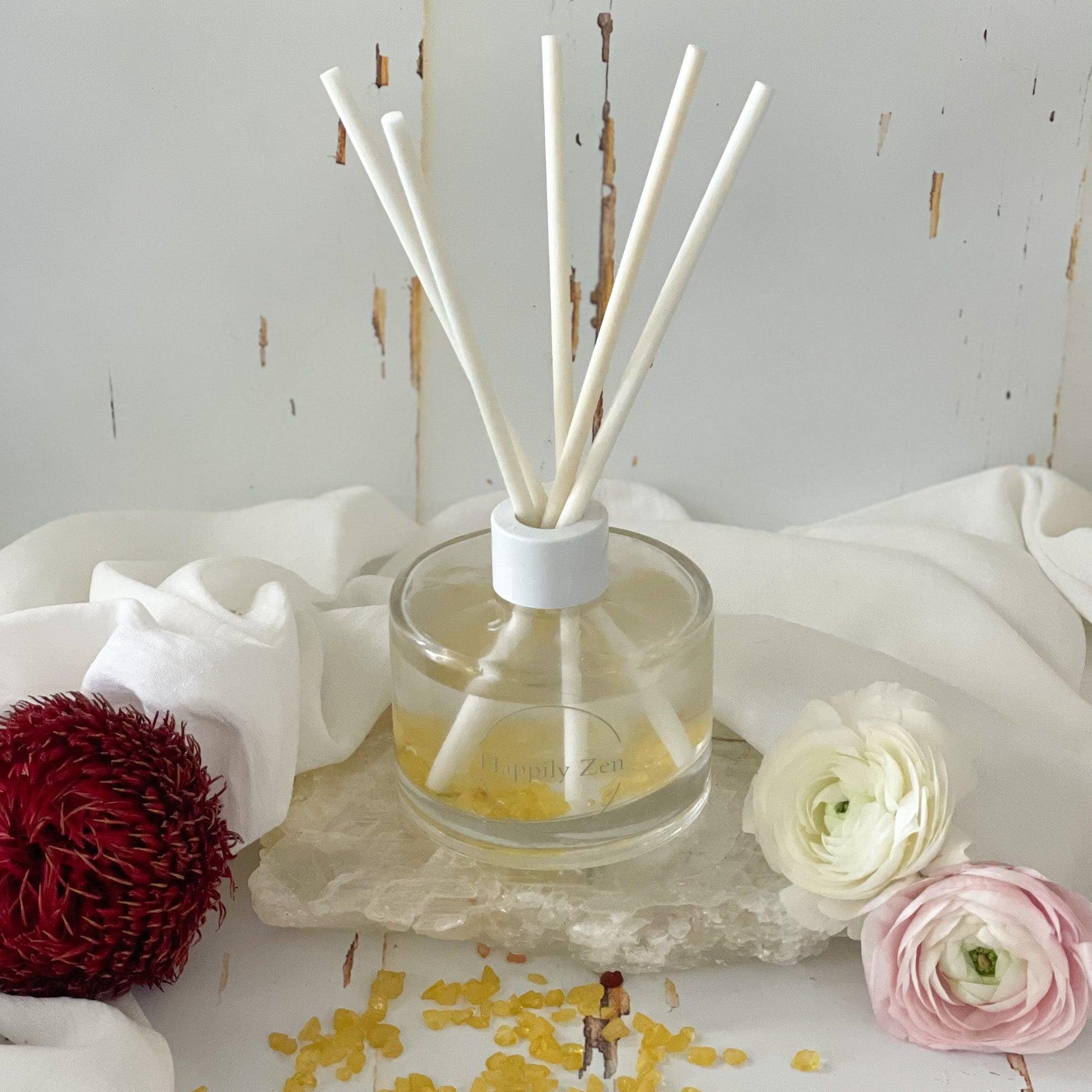 Citrine and Clear Quartz Reed Diffuser-Happily Zen