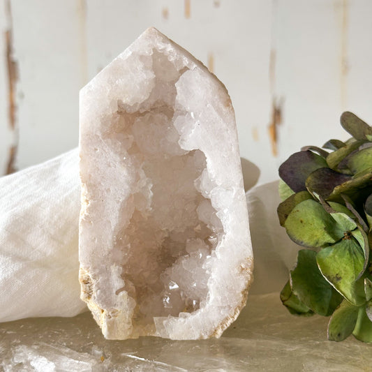 Clear Quartz Geode Tower #893-Happily Zen