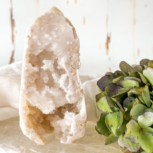 Clear Quartz Geode Tower #894-Happily Zen