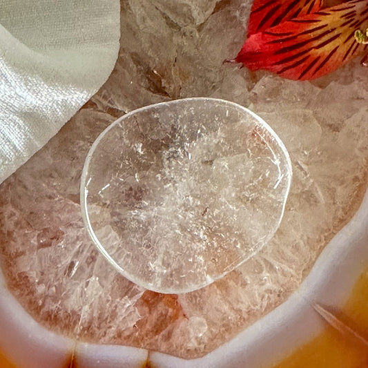 Clear Quartz Palm Stone #894-Happily Zen