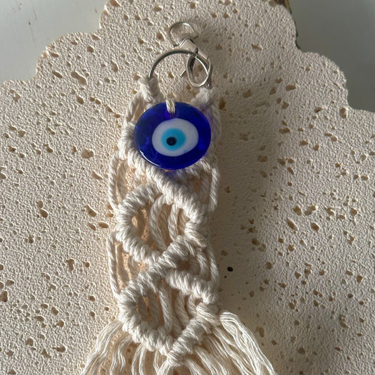 Evil Eye Macramé Keychain #769-Happily Zen