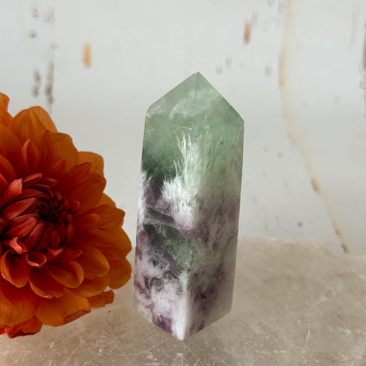 Feather Fluorite Obelisk #756-Happily Zen