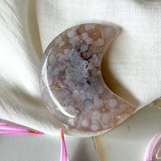 Flower Agate Moon #869-Happily Zen