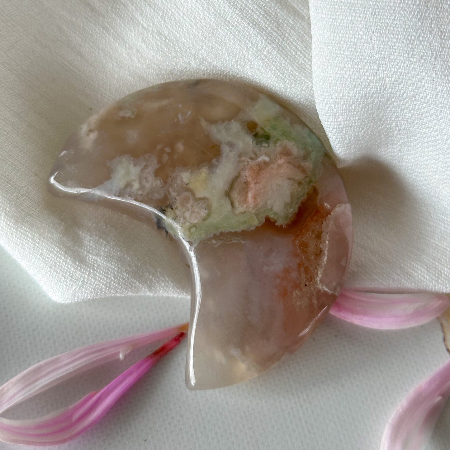 Flower Agate Moon #871-Happily Zen