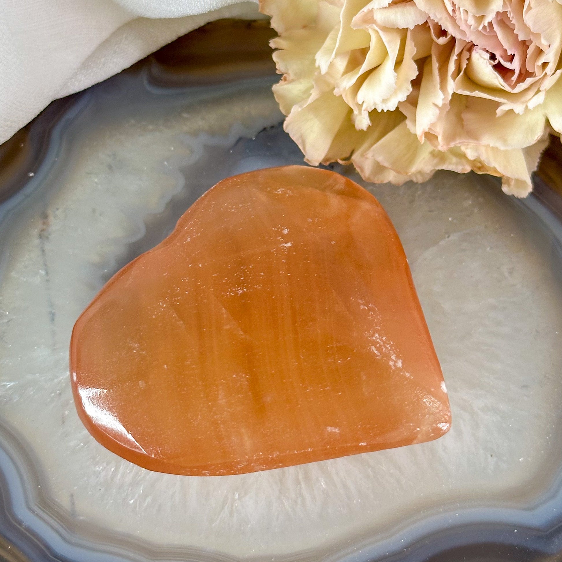 Honey Calcite Heart #786-Happily Zen