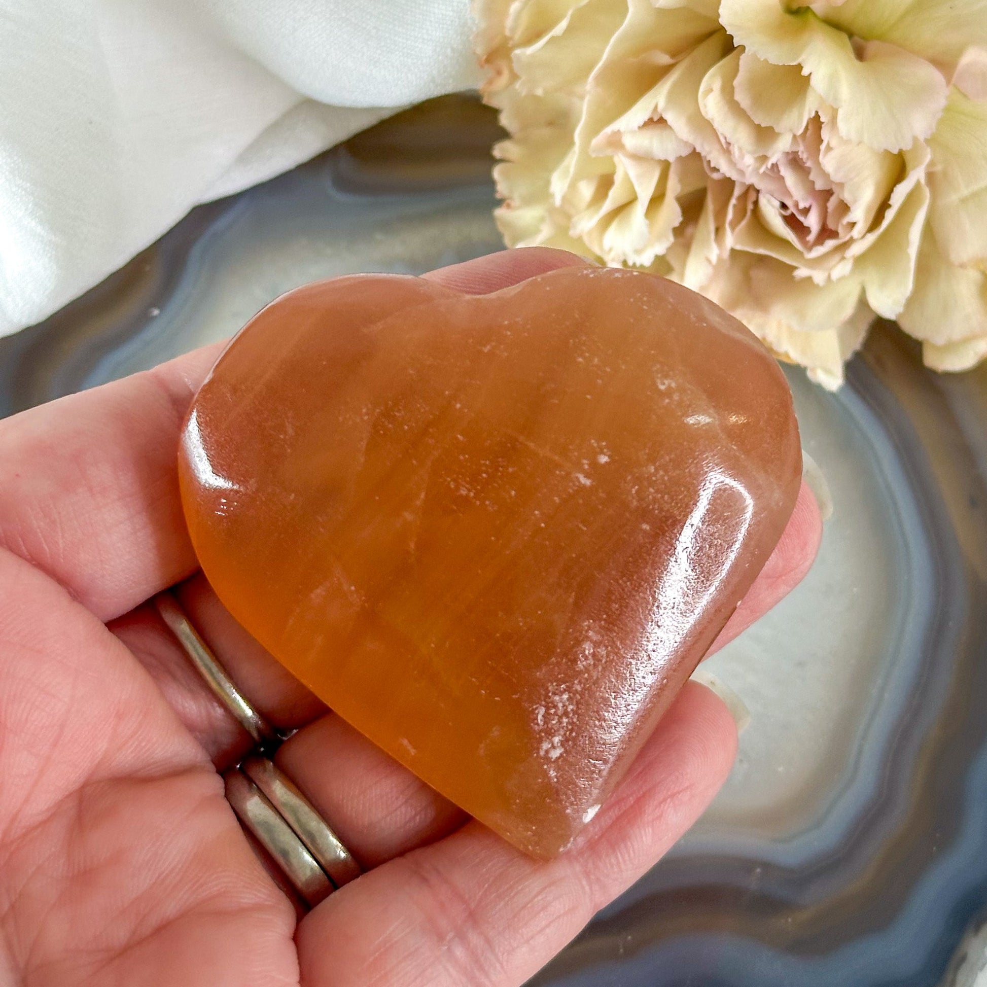 Honey Calcite Heart #786-Happily Zen