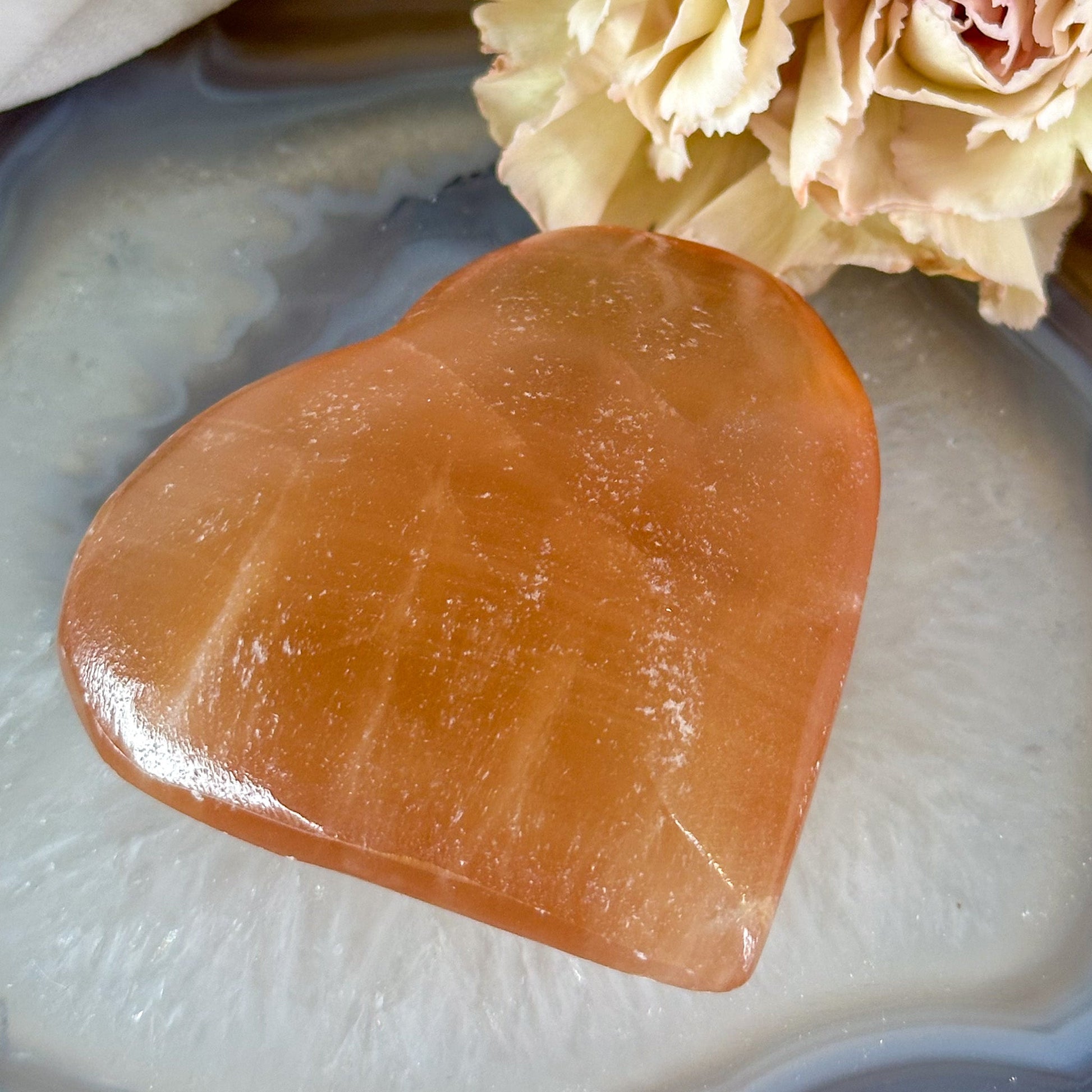 Honey Calcite Heart #786-Happily Zen