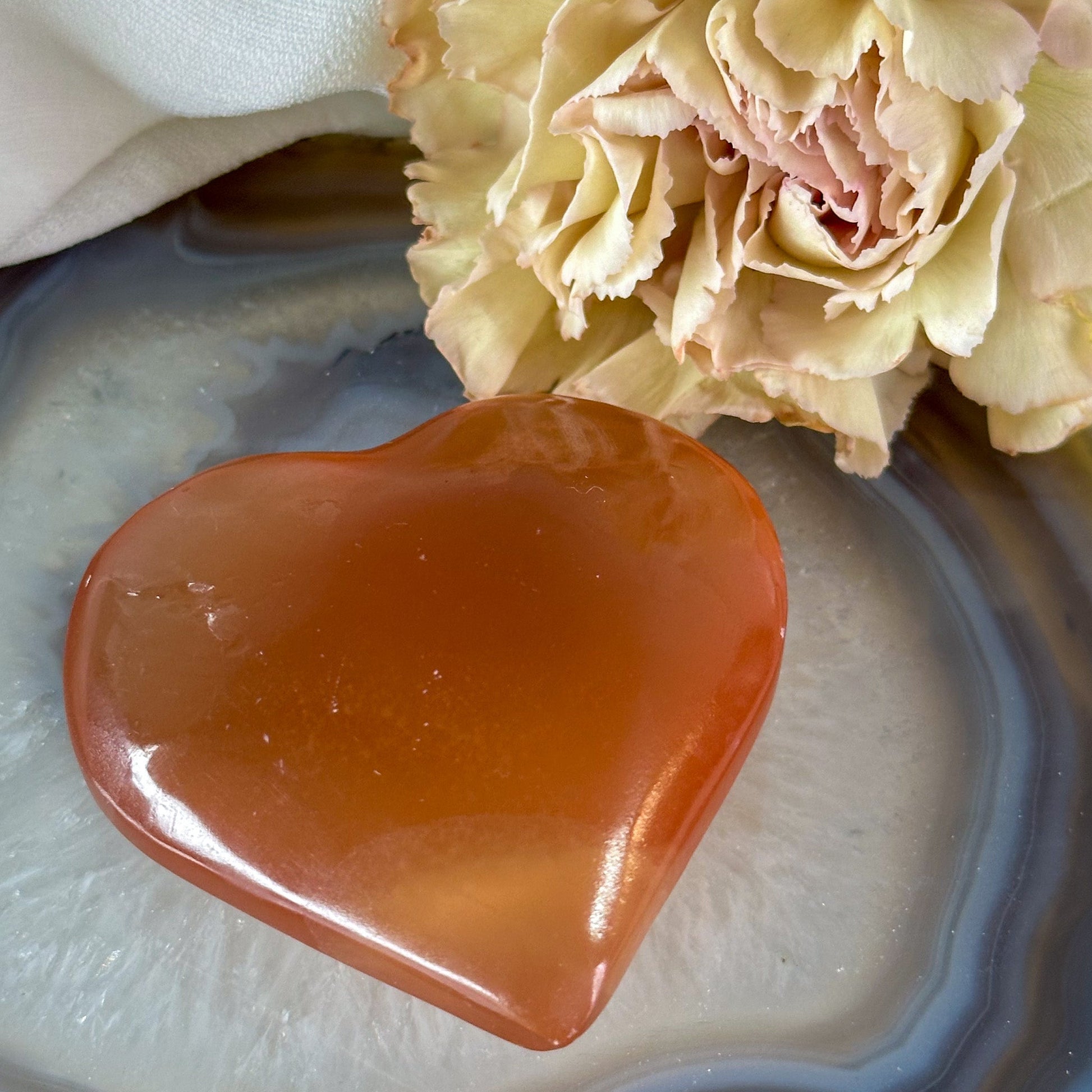 Honey Calcite Heart #787-Happily Zen