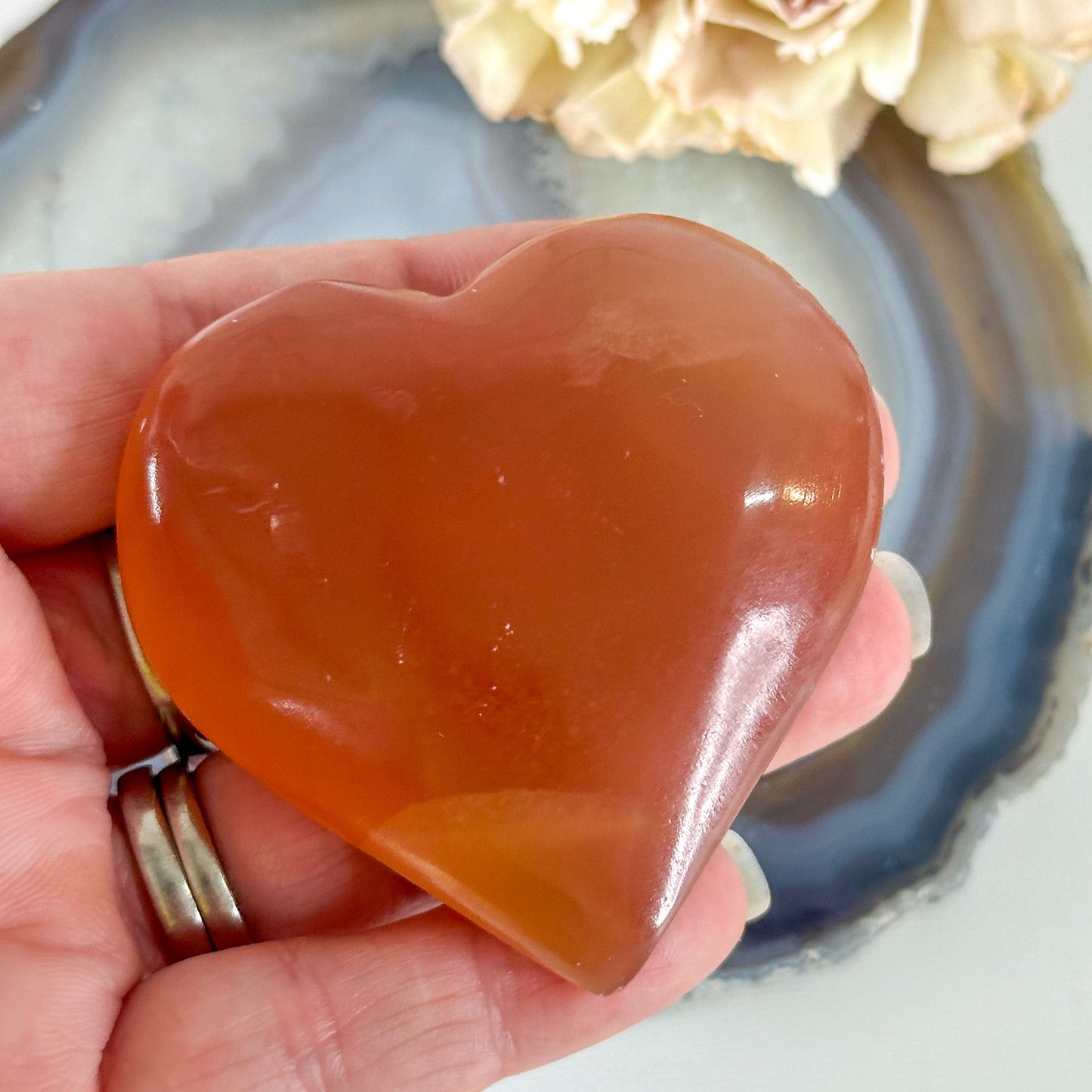 Honey Calcite Heart #787-Happily Zen