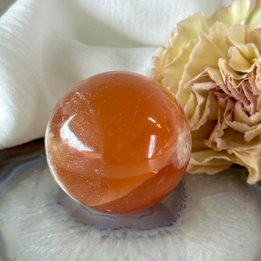 Honey Calcite Sphere #784-Happily Zen