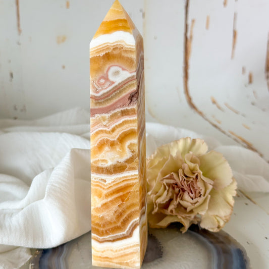 Honey Calcite Tower #789-Happily Zen