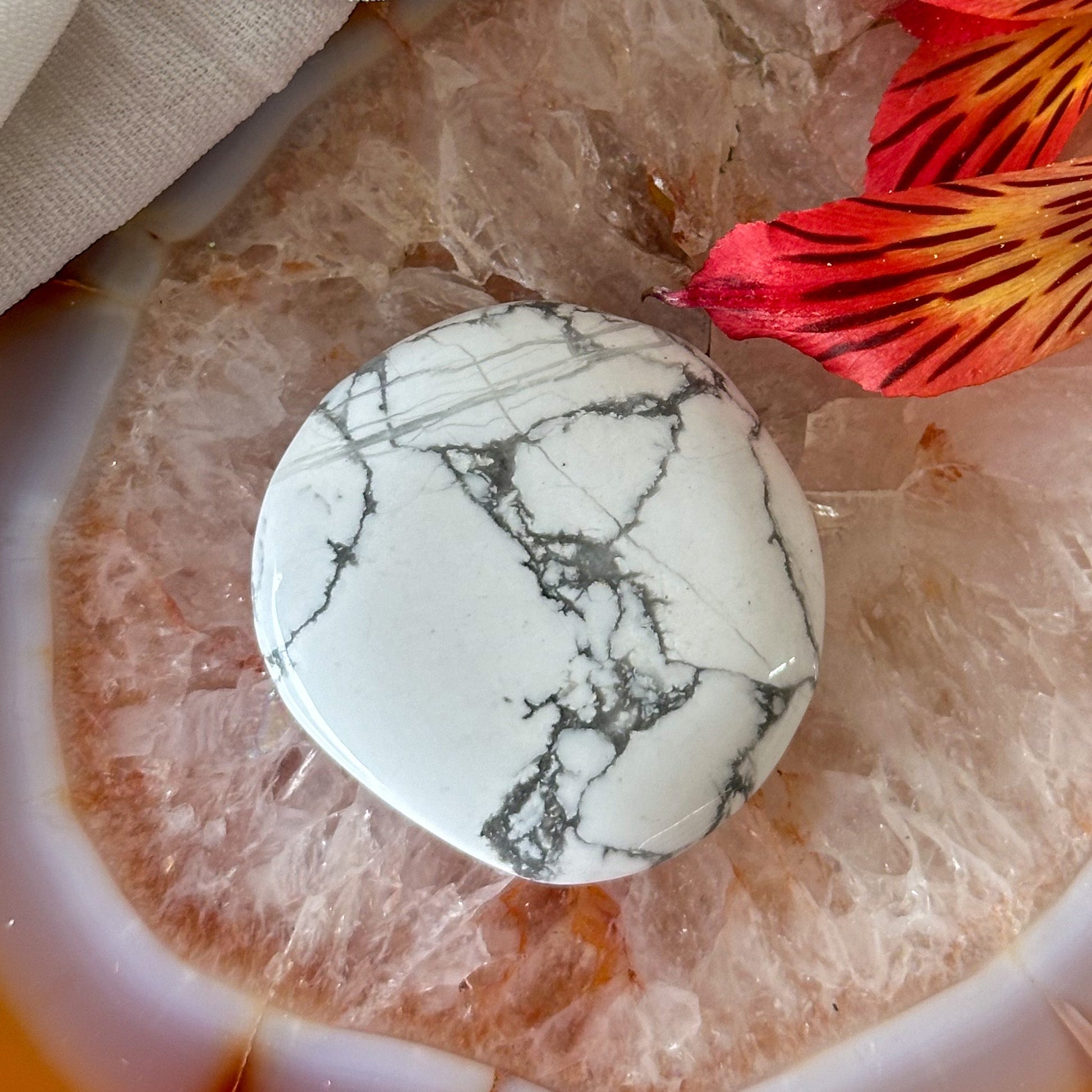 Howlite Palm Stone #924-Happily Zen