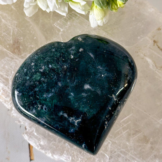 Moss Agate Heart #826-Happily Zen