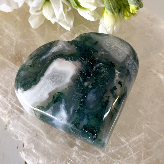 Moss Agate Heart #831-Happily Zen