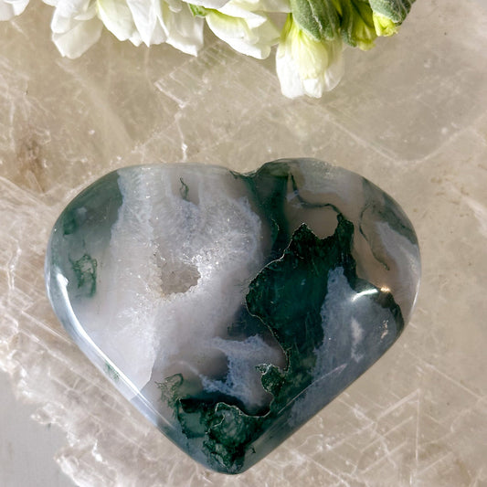 Moss Agate Heart #832-Happily Zen