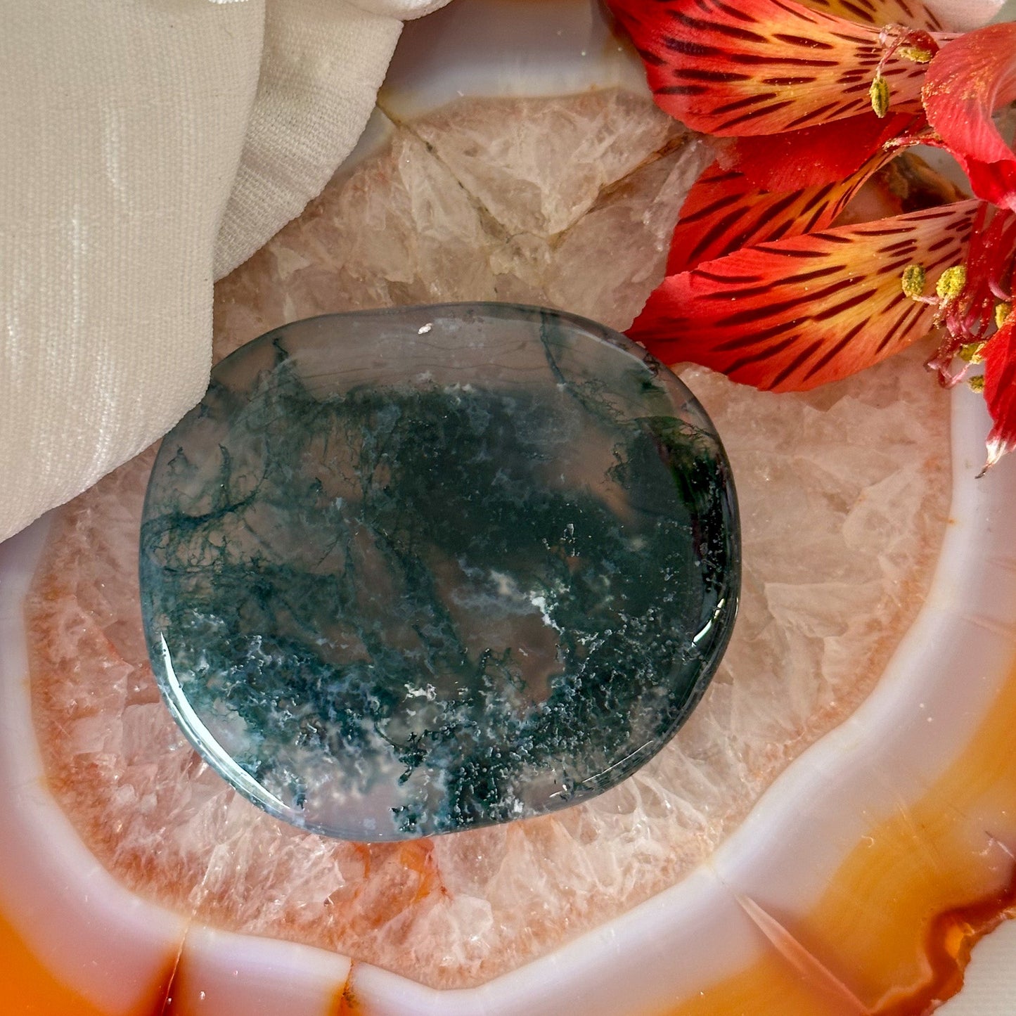 Moss Agate Palm Stone #898-Happily Zen