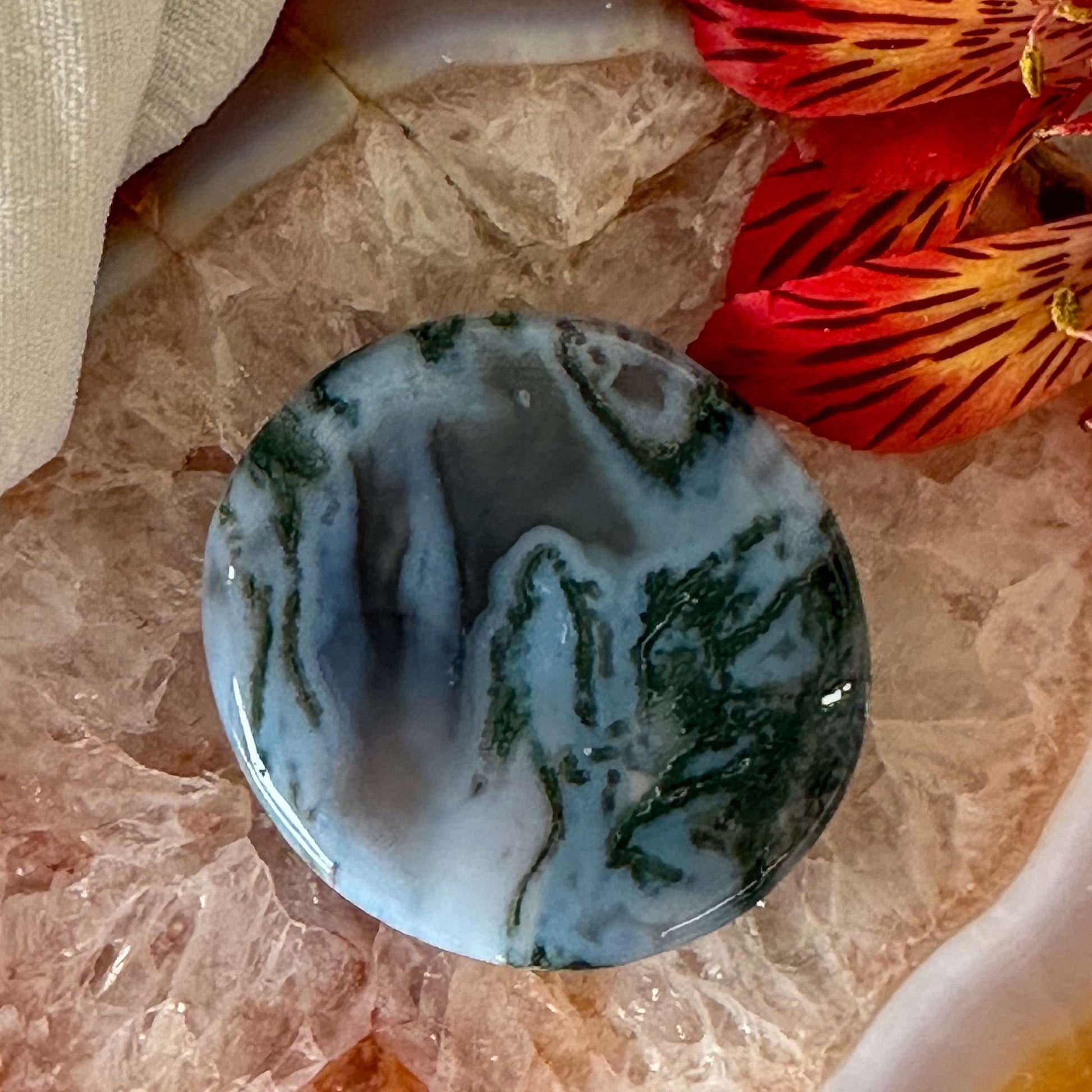 Moss Agate Palm Stone #899-Happily Zen