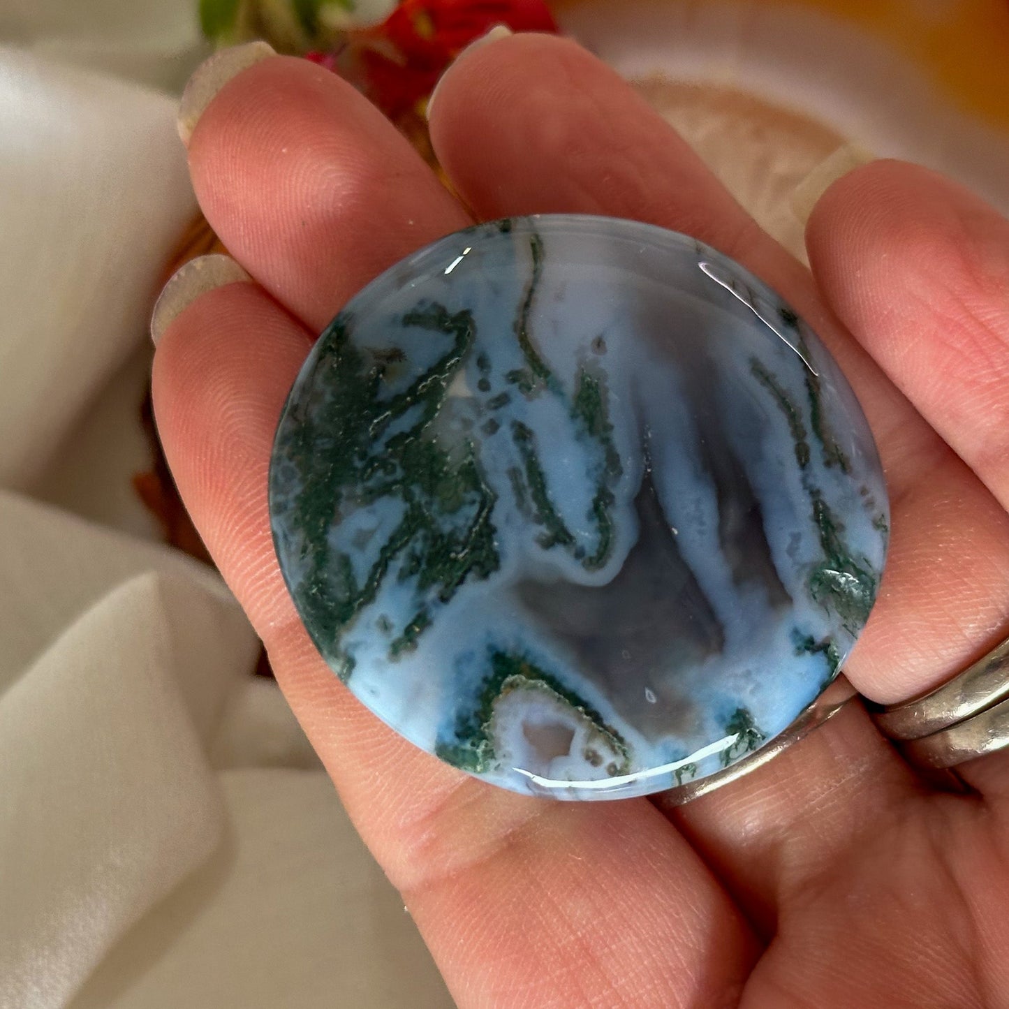 Moss Agate Palm Stone #899-Happily Zen