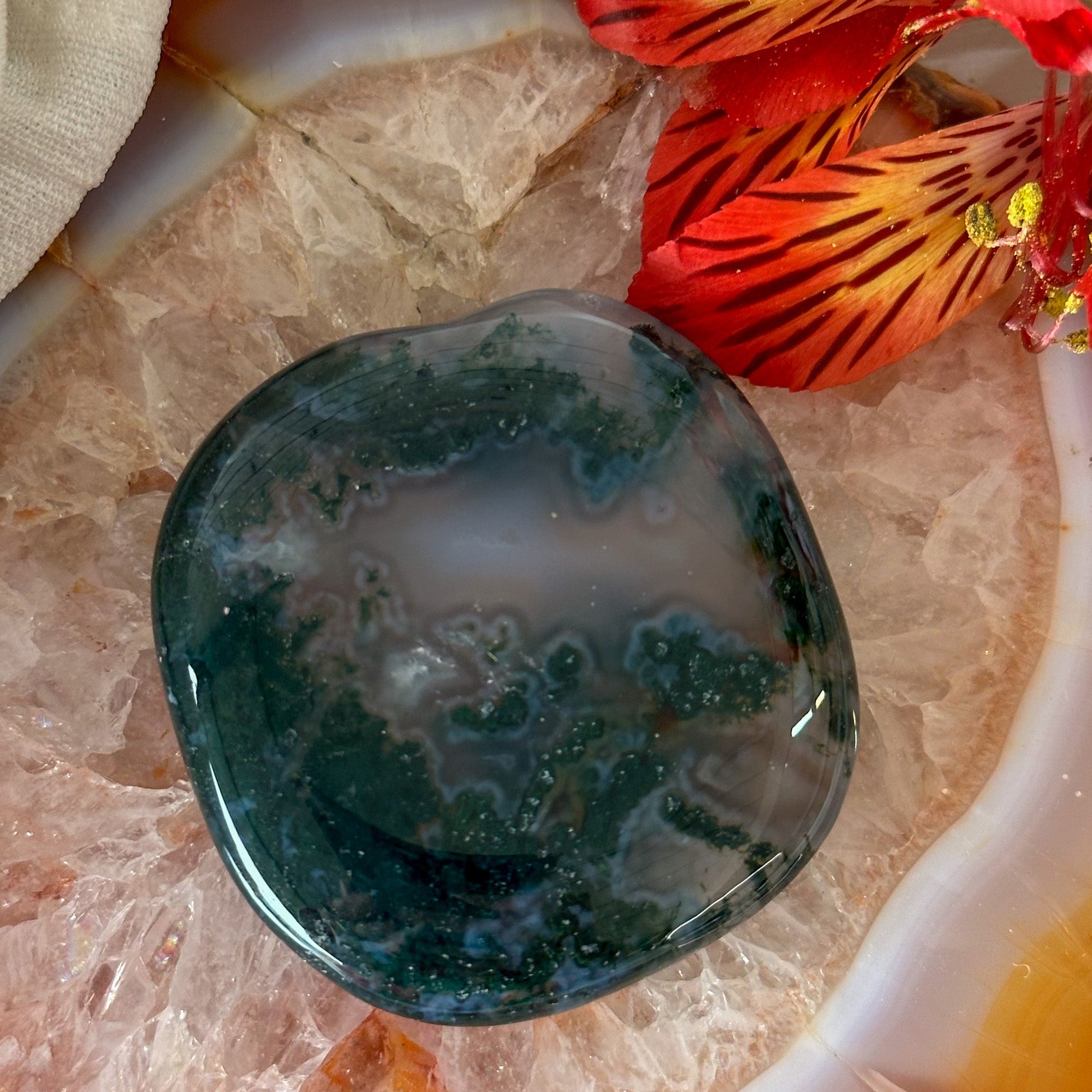 Moss Agate Palm Stone #900-Happily Zen