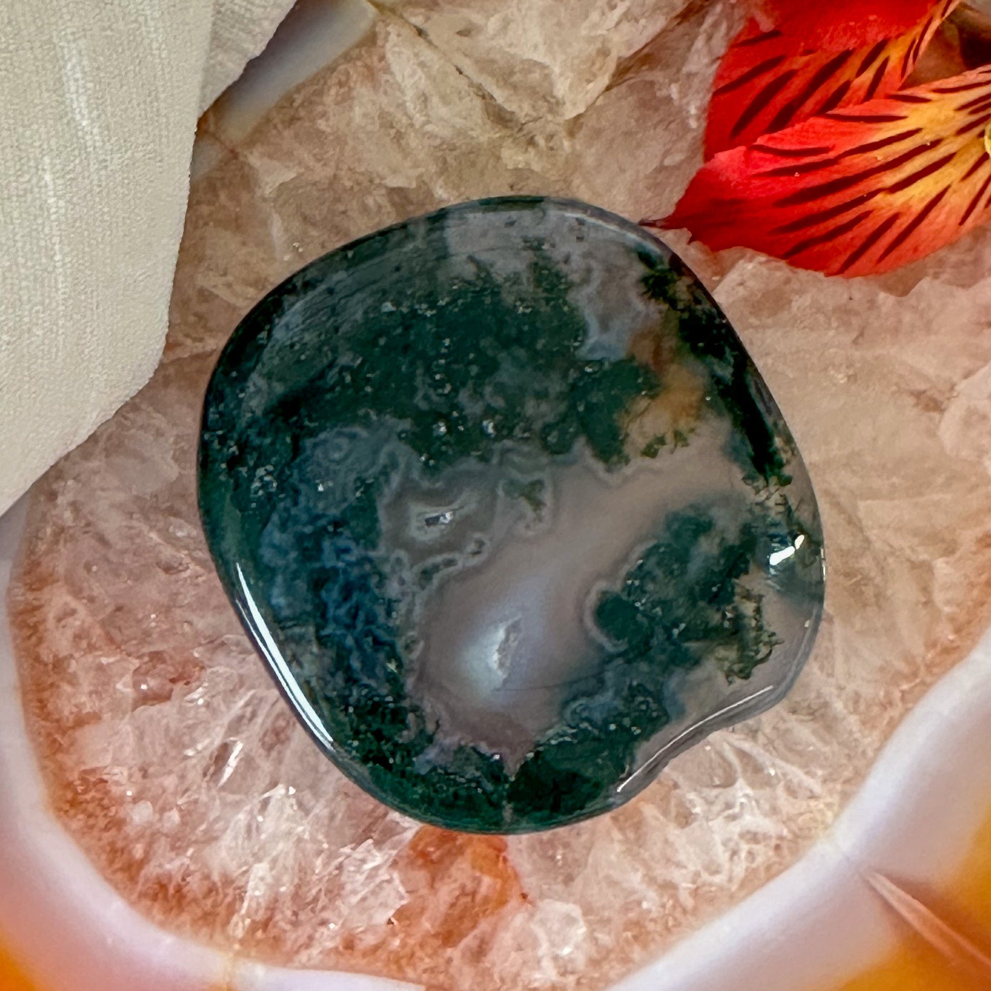 Moss Agate Palm Stone #900-Happily Zen