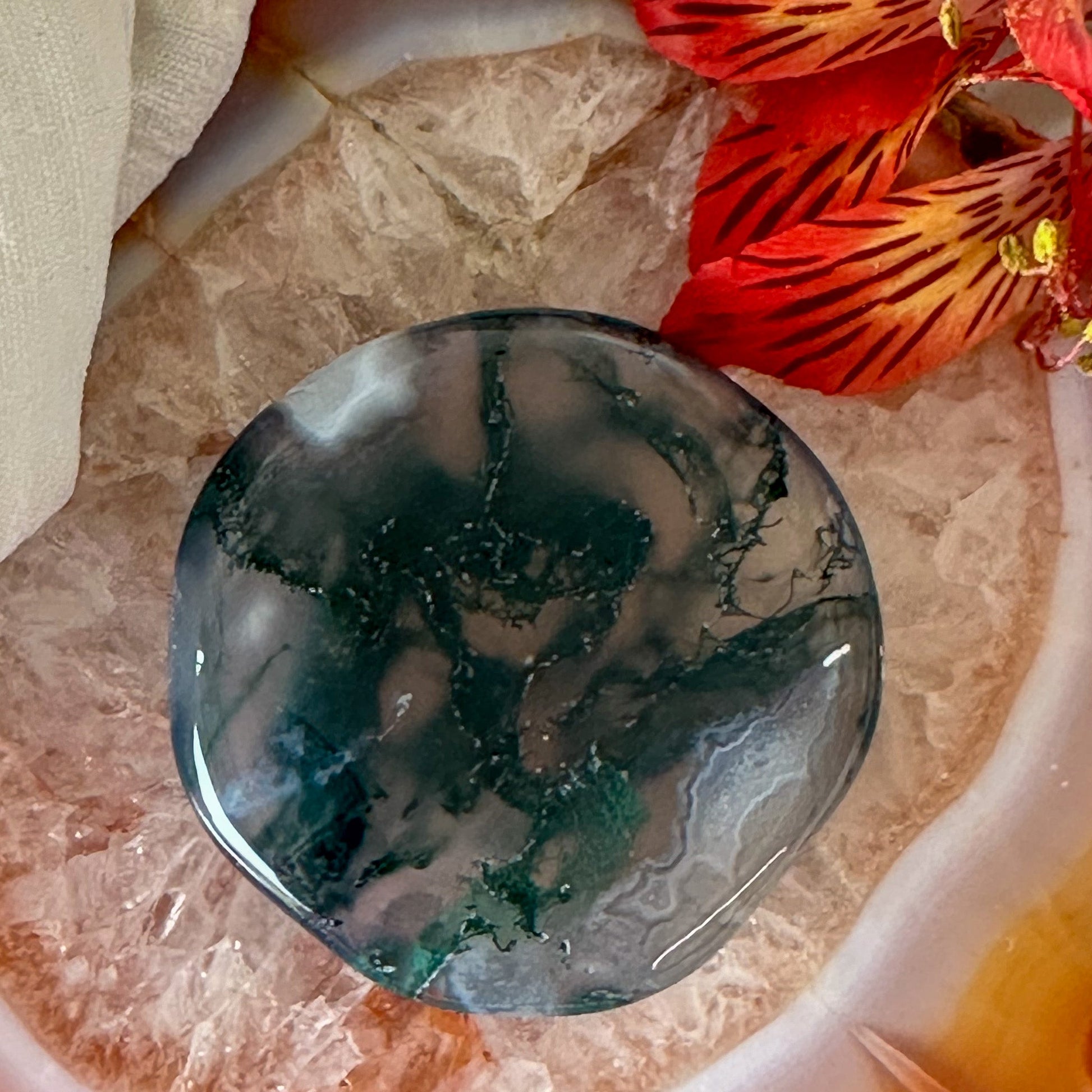 Moss Agate Palm Stone #901-Happily Zen