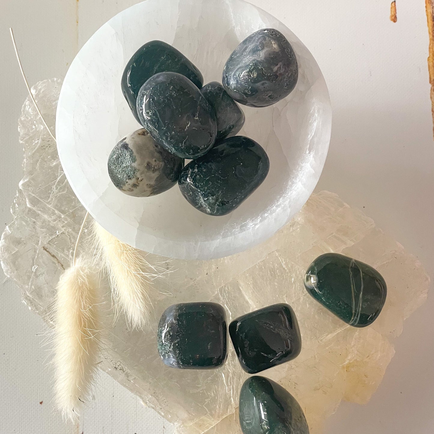 Moss Agate Tumble Stone-Happily Zen