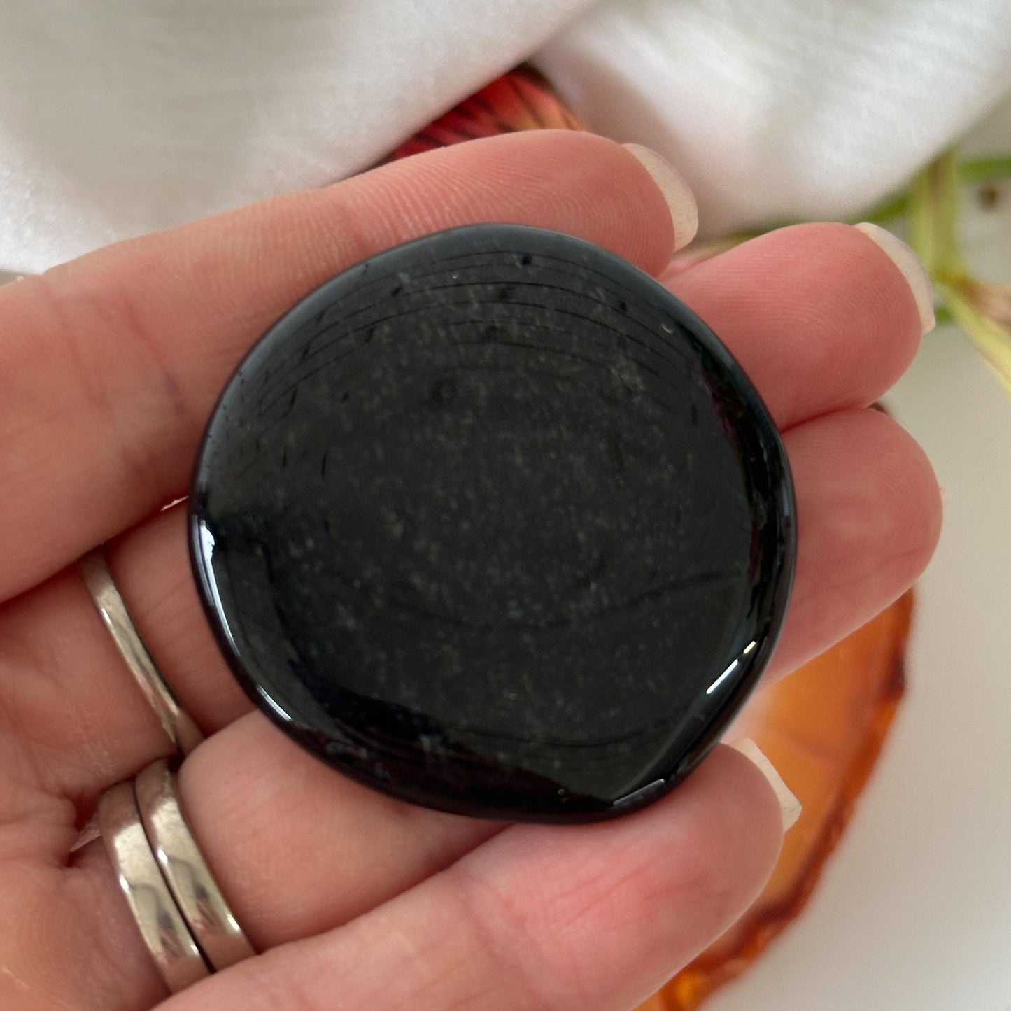 Obsidian Palm Stone #915-Happily Zen