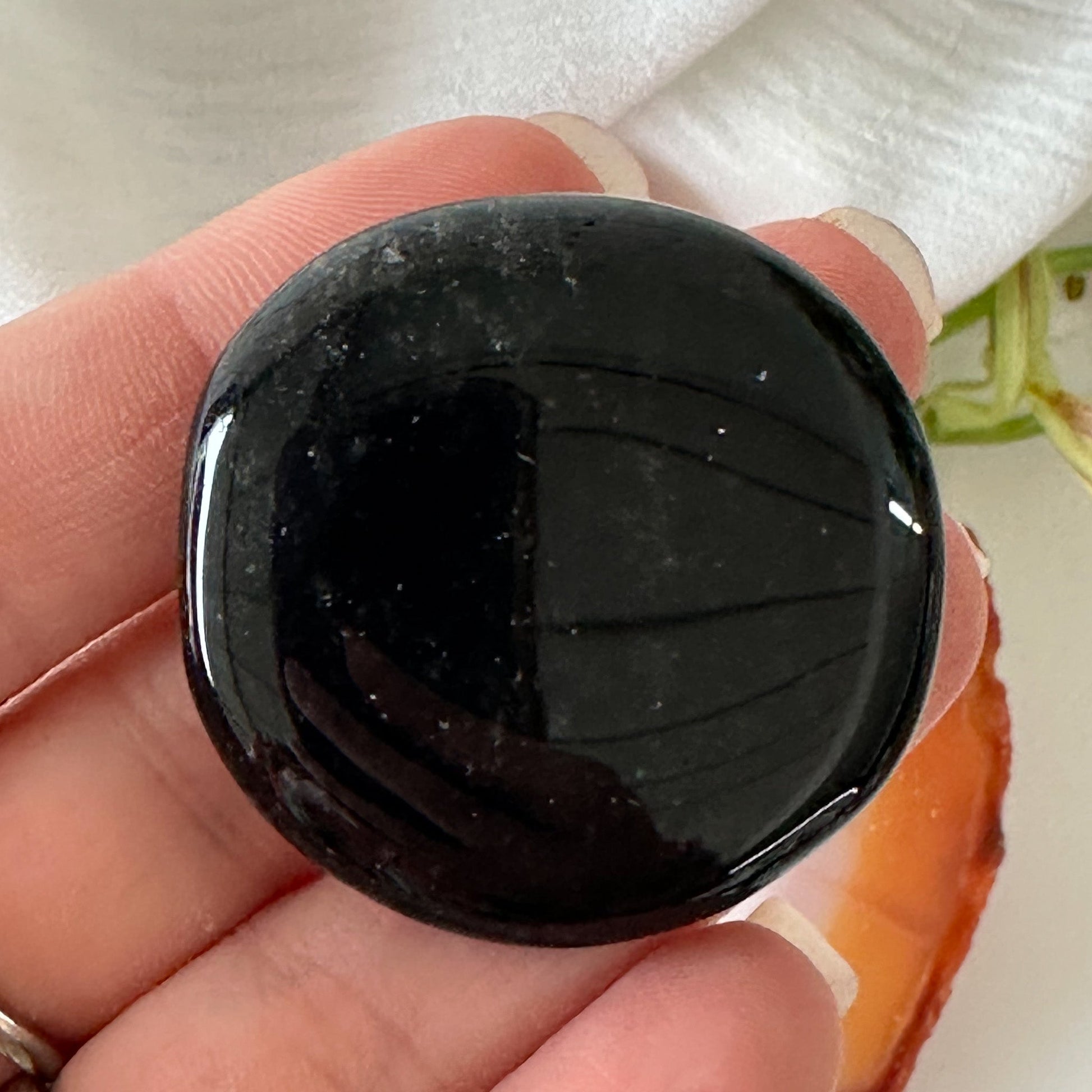 Obsidian Palm Stone #916-Happily Zen