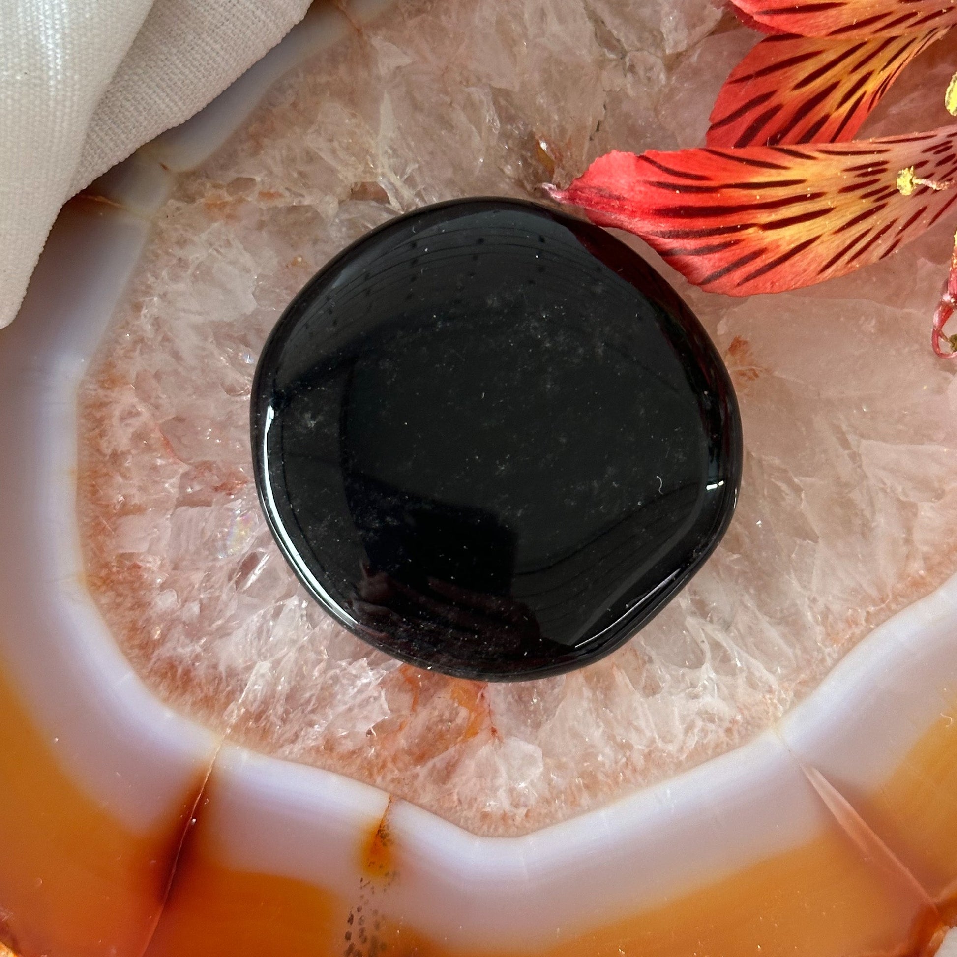 Obsidian Palm Stone #916-Happily Zen