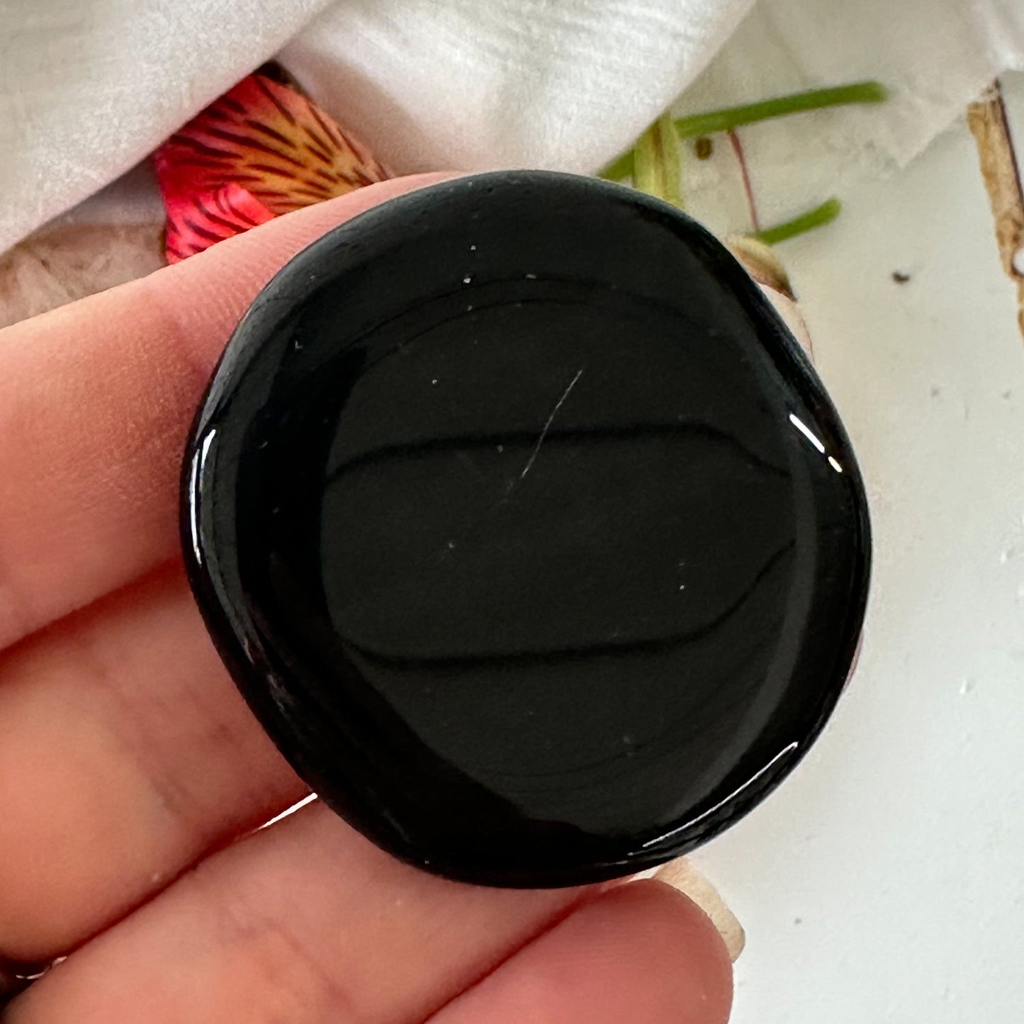 Obsidian Palm Stone #917-Happily Zen