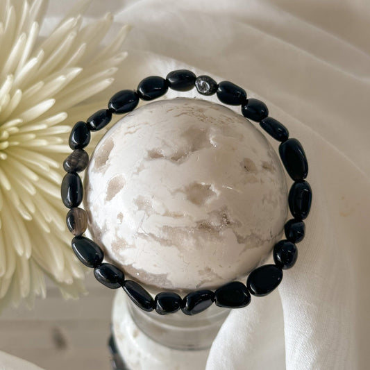 Obsidian Pebble Bracelet-Happily Zen