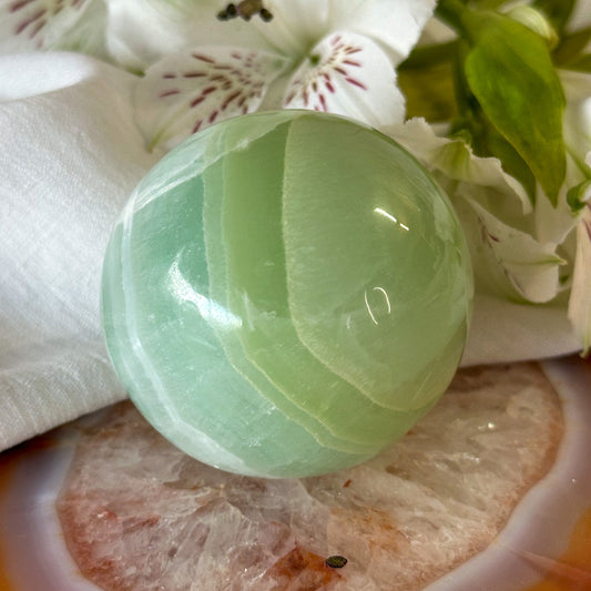 Pistachio Calcite Sphere #944-Happily Zen