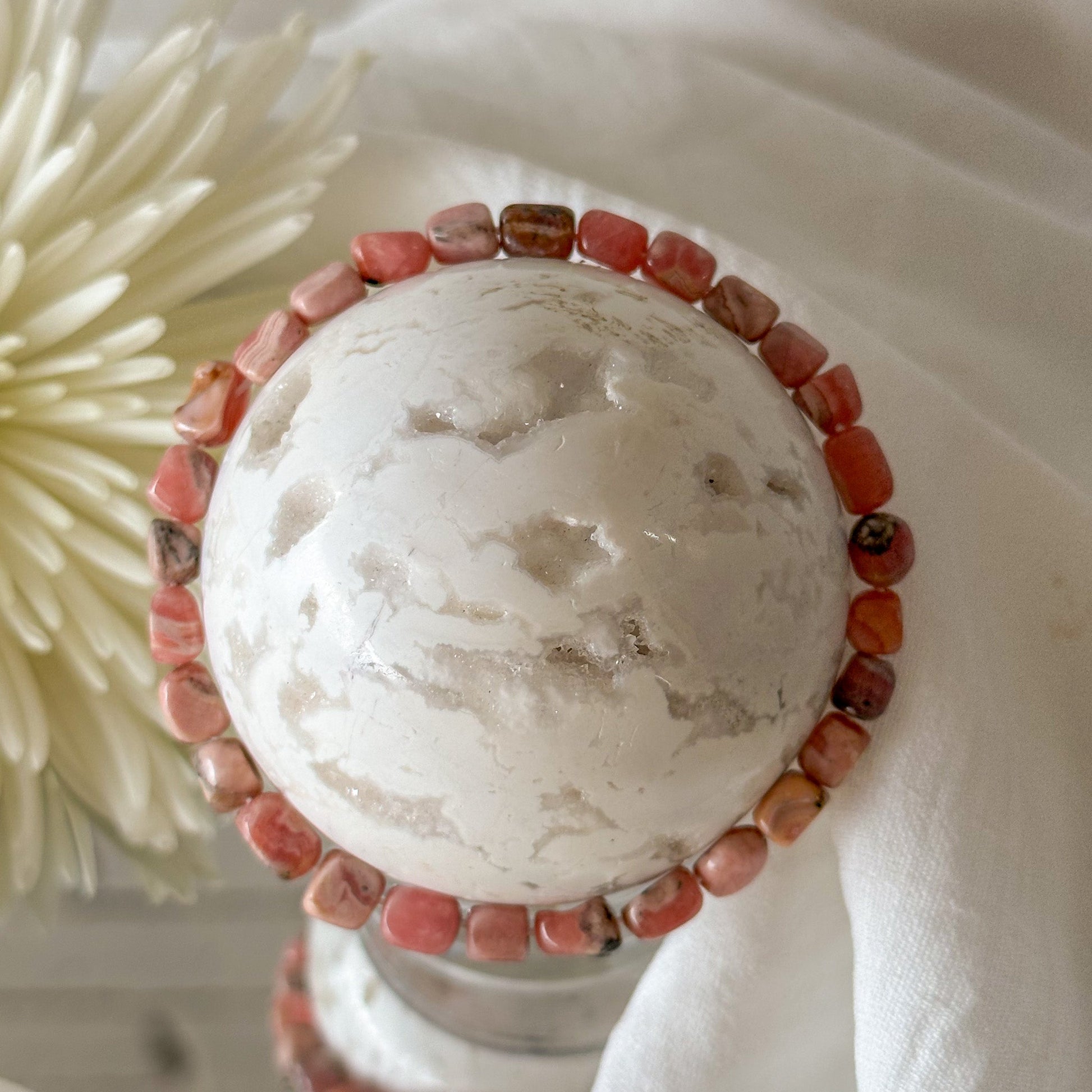 Rhodonite Pebble Bracelet-Happily Zen