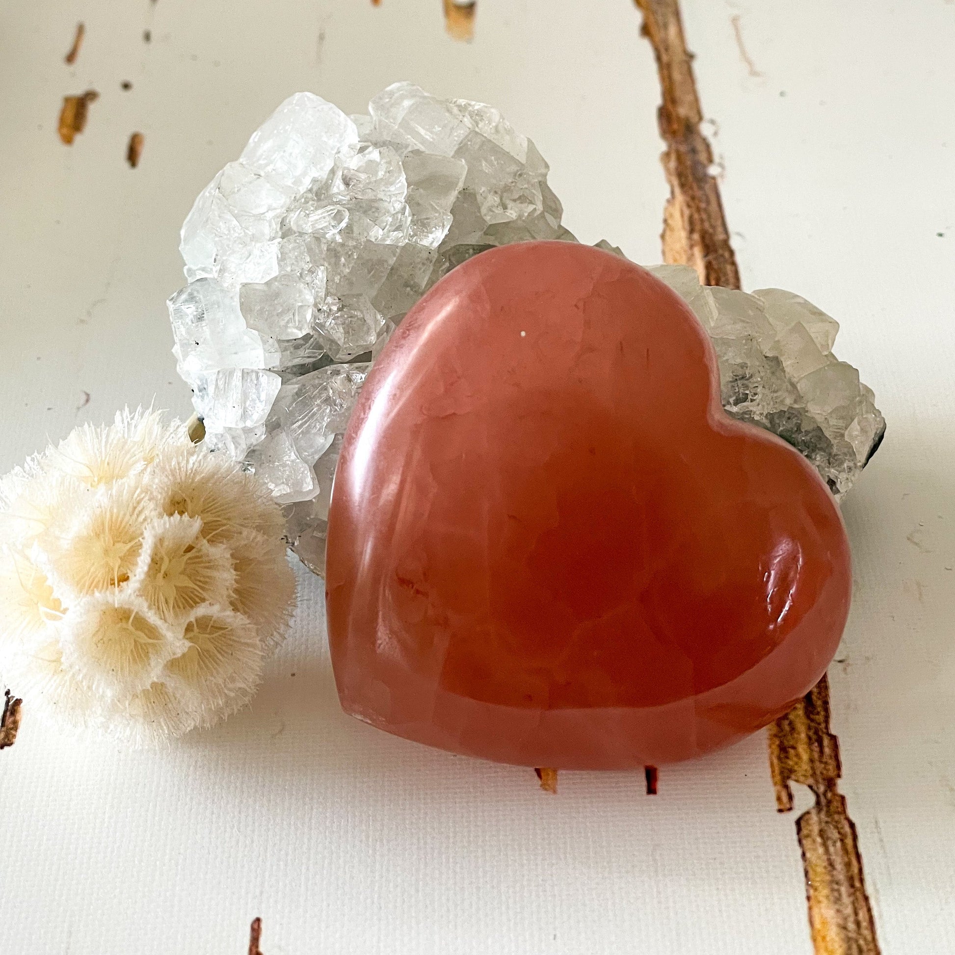 Rose Calcite Heart #453-Happily Zen