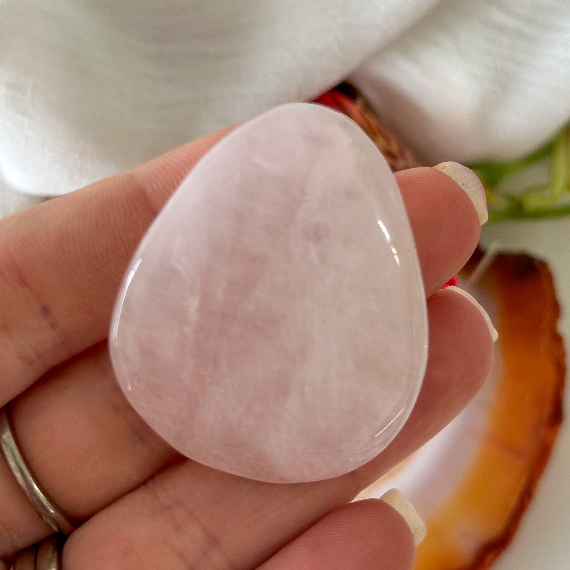 Rose Quartz Palm Stone #918-Happily Zen