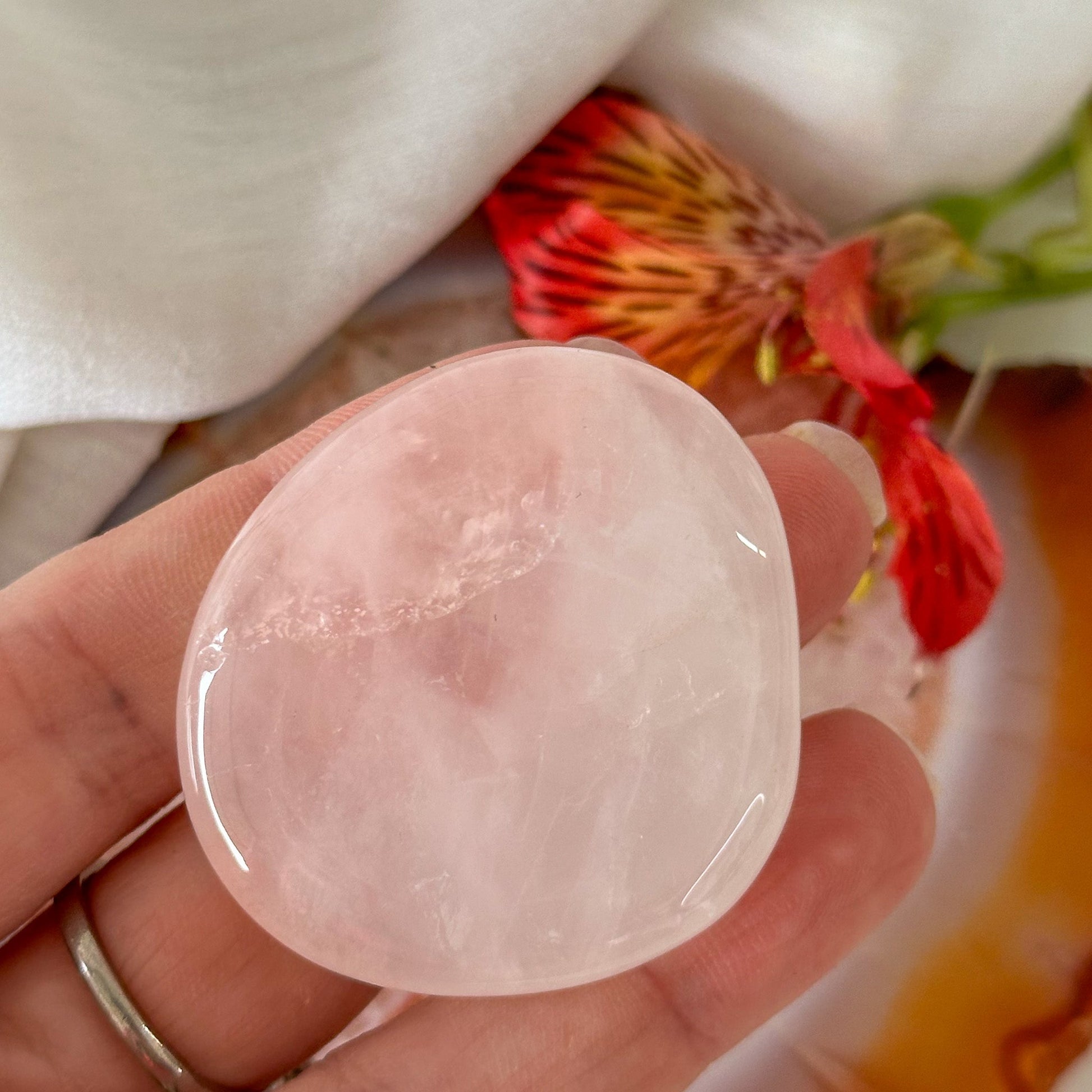 Rose Quartz Palm Stone #921-Happily Zen